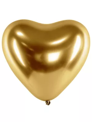 Balón chróm 30 cm - SRDCE - ZLATÉ - SIMPLY FUN - 1 kus, latex