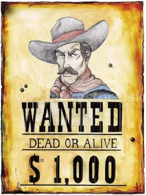 Dekorácia - plagát - WANTED / HĽADANÝ - 38 x 50 cm, papier
