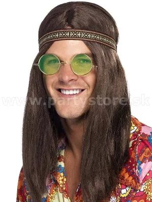 Hippie set 3 diel - 60s HIPPIE MENS čelenka okuliare náhrdelník