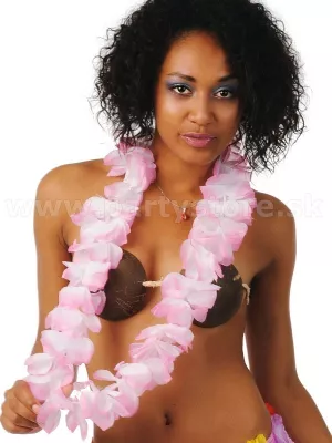Veniec - náhrdelník - HAWAII LILI - ružovo biely, dĺžka 120 cm