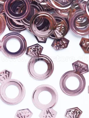 Konfety - PRSTEŇ S DIAMANTOM - ružovo zlaté, metalizovaná fólia, 15 gram