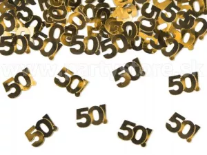 Konfety - 50! - zlaté, obojstranná metalizovaná fólia, 15 gramov