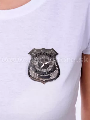 Odznak - POLICE SPECIAL - strieborný, kovový so zapínacím špendlíkom