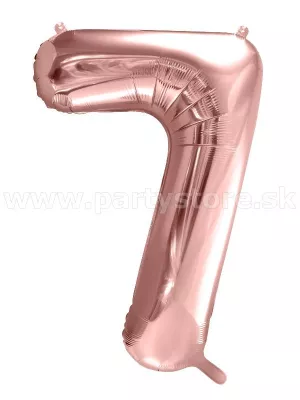 Balón - ČÍSLICA 7 - výška 86 cm, ružovo zlatý, fólia