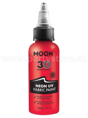 Farba na textil - NEON UV MOON - ČERVENÁ, svieti pri UV, 30 ml