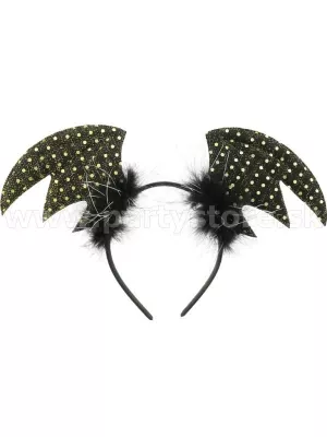 Čelenka - NETOPIER - krídla čierno - zlaté, univerzálna veľkosť