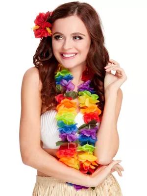 Veniec náhrdelník HAWAIIAN RAINBOW - pestrofarebné veľké kvety