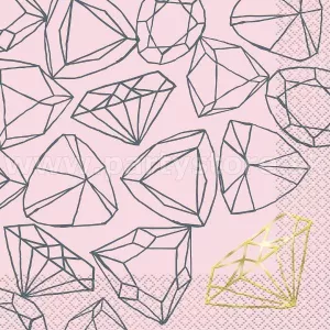 Obrúsky - DIAMANT RUŽOVÝ - 33 x 33 cm, bal. 16 ks, papier
