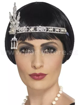 Čelenka - 20s GREAT GATSBY - strieborná, kovová so štrasom