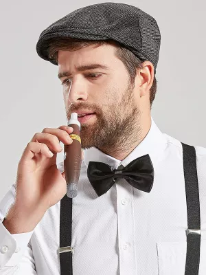 1920s súprava 4 dielna - NEWSBOY VINTAGE - šedá čiapka, traky, motýlik, cigár