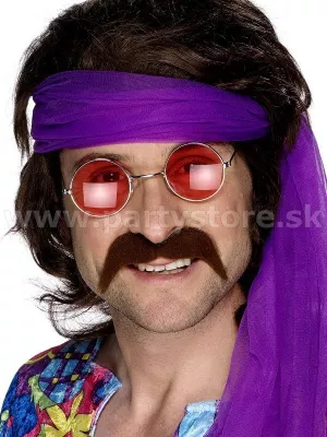 Fúzy - 70s PSYCHEDELIC MAN - hnedé, samolepiace
