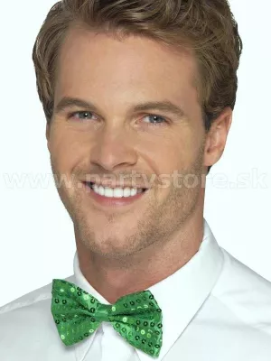 Motýlik - RETRO CABARET - zelený 13 x 8 cm, lesklé flitre unisex