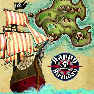 Obrúsky - PIRÁTSKA MAPA - 33 x 33 cm, bal. 16 ks, papier