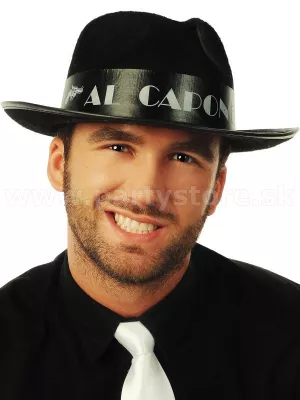 Klobúk - GANGSTER - AL CAPONE - čierny s čiernou stuhou