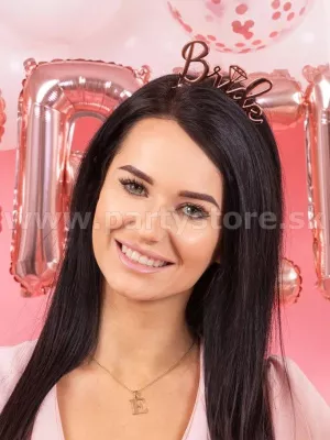 Čelenka - BRIDE - ružovo zlatá s diamantom, kovová