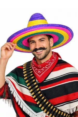 Klobúk - SOMBRERO MULTICOLOR EXTRA GRANDE - priemer 60 cm, slamený
