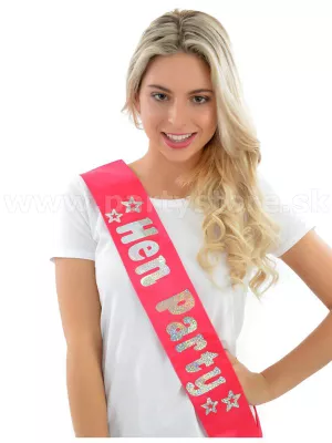Šerpa - HEN PARTY STARS - ružová s holograf. nápisom, 160 x 10cm