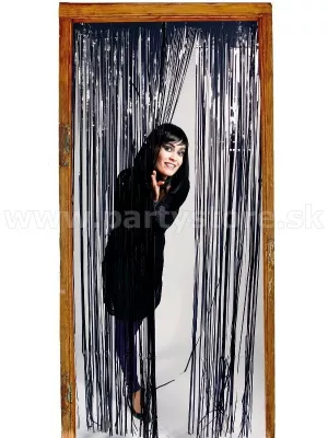 Záves dekoračný - PARTY METALLIC - čierny, 90 x 250 cm, fólia