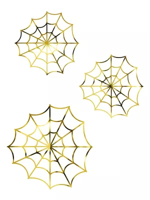 Dekorácia - PAVUČINA - zlatá metalíza, 2 ks 23 cm + 1 ks 18 cm