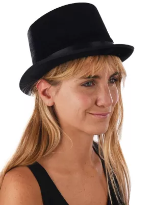 Klobúk cylinder - VELVET GOTH/STEAM - čierny velúr, unisex