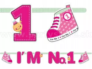 Banner narodeninový - I´M NO.1 - 110 cm x 15,5 cm, ružový, kartón