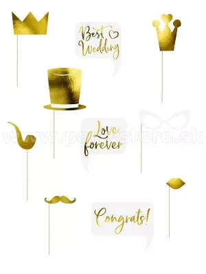 Rekvizity foto - SVADBA - zlaté, mix vzorov, balenie 10 kusov