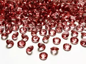 Konfety 3D - DIAMANTY - 12 mm - tmavo červené, 100 ks, plast