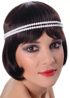 Čelenka - 20s STYLE THE GREAT GATSBY - perlová farba, umelé perly