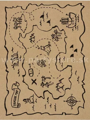 Prestieranie - PIRÁTSKA MAPA POKLADU - 40 x 30 cm, bal. 7 ks, papier