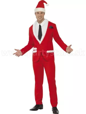 Kostým - MIKULÁŠ ELEGÁN - červené sako, nohavice, čiapka, košeľa a kravata