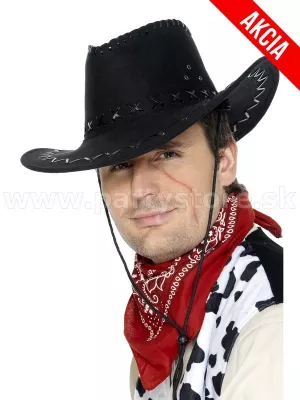 Kovbojská súprava 2 dielna - WESTERN LEGEND - čierny klobúk + červená šatka