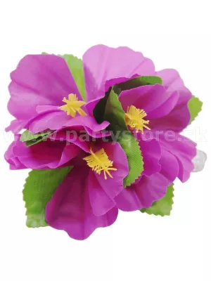 Spona do vlasov - HAWAIIAN FLOWER - PUA ALOALO - fialový kvet s lístím