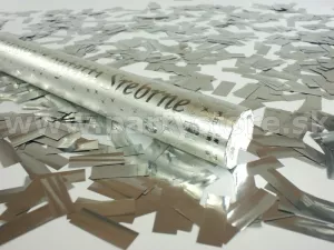 Konfety vystreľovacie - SILVER EXPLOSION - 60 cm tuba, strieborná fólia