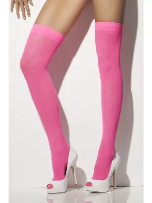 Pančuchy nepriehľadné - FLIRTY - neónovo ružové, samodržiace, dámske