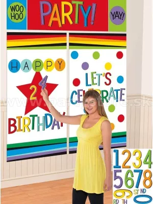 Dekorácia na stenu - FAREBNÉ NARODENINY - 165 x 190 cm