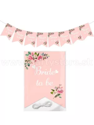 Banner - BRIDE TO BE ROMANTIC FLOWER - 20,5 x 250 cm, papier