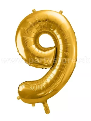 Balón - ČÍSLICA 9 - výška 86 cm, zlatý, fólia
