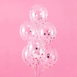 Balón priezračný 30 cm - KONFETY STRIEBORNÉ - bal. 6 ks, latex