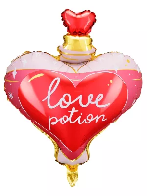 Balón fólia – LOVE POTION – ELIXÍR LÁSKY – 54 x 66 cm, červeno ružový, 1 kus