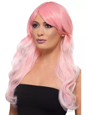 Parochňa - FASHION OMBRE - svetloružová zvlnená dlhá 60 cm