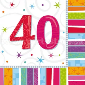 Obrúsky narodeninové - 40 RADIANT BIRTHDAY - 33 x 33 cm