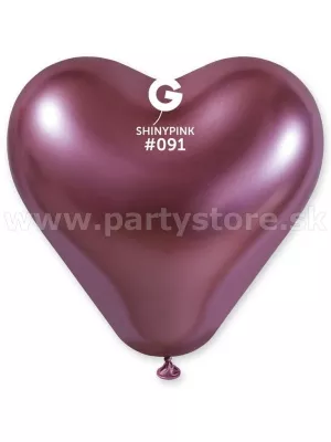 Balón chróm 30 cm - SRDCE - RUŽOVÉ - latex