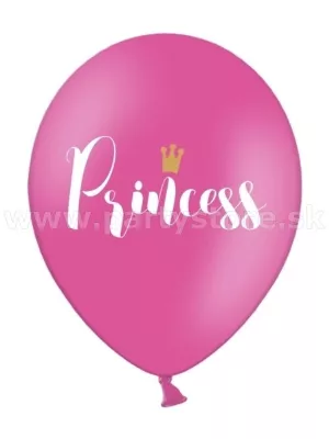 Balón pastel 30 cm - PRINCESS - ružový s bielou tlačou