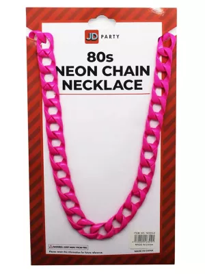 Náhrdelník retiazkový - 80S NEON - neónovo ružový, bal. 1 ks, plast
