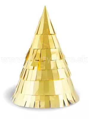 Klobúčiky - GOLD PARTY - výška 14 cm, zlaté, 6 ks, papier, fólia