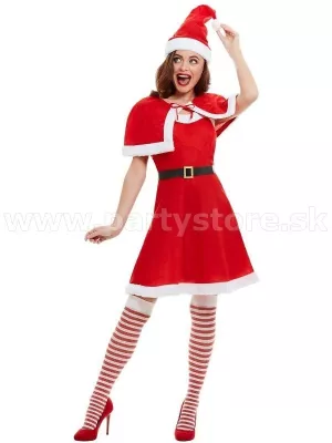 Kostým - MISS SANTA - červené šaty s pelerínou a čiapkou, dámsky