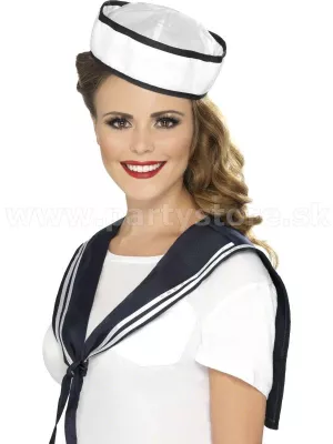 Námorník súprava 2 diel - SAILOR GIRL bielo modrá čiapka a šatka