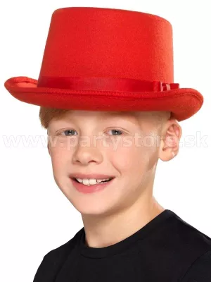 Klobúk - cylinder - TOPPER JUNIOR - červený, detský, klobúková plsť