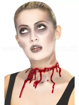 Horor Make Up - PODREZANÉ HRDLO OSTNATÝM DRÔTOM - latex s lepidlom
