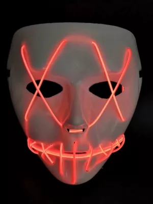 Svietiaca maska - LED PURGE - biela s červeným neón. osvetlením